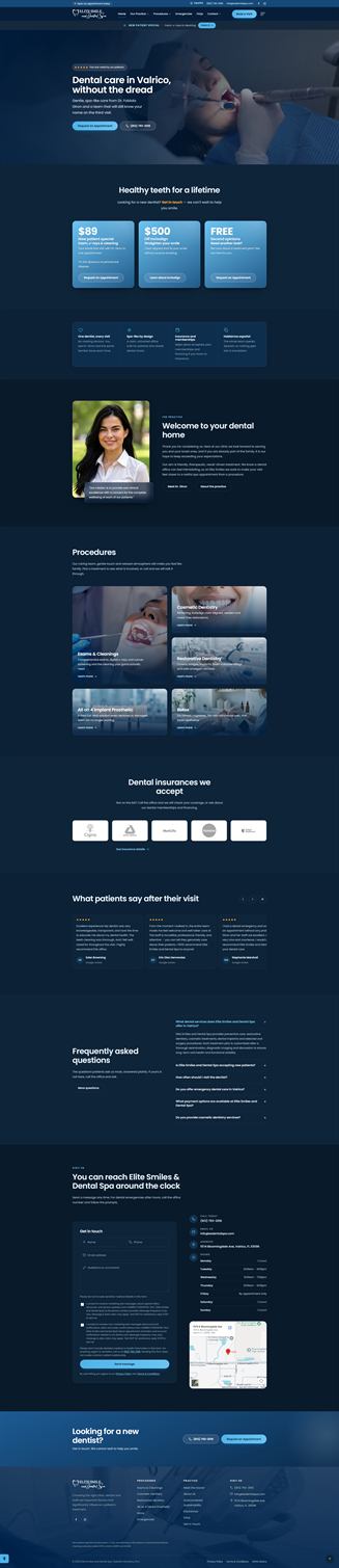 Elite Smiles Dental Spa website by Zone Graphix