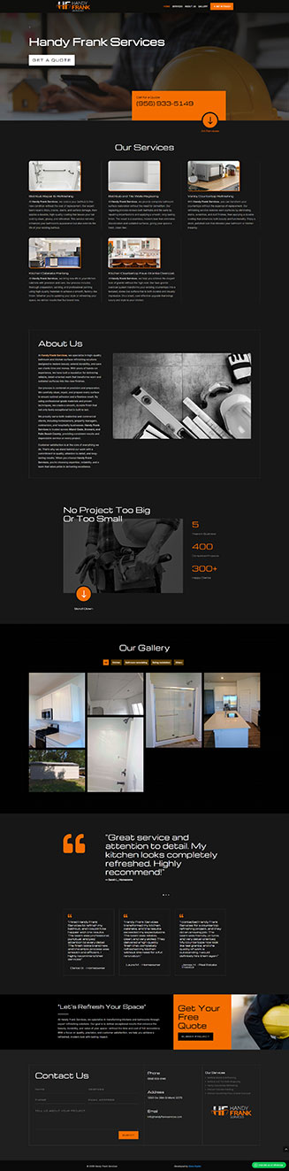 Handyfrankservices website by Zone Graphix