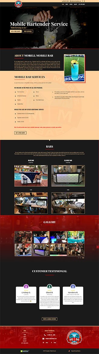 Morel Mobile Bar website by Zone Graphix