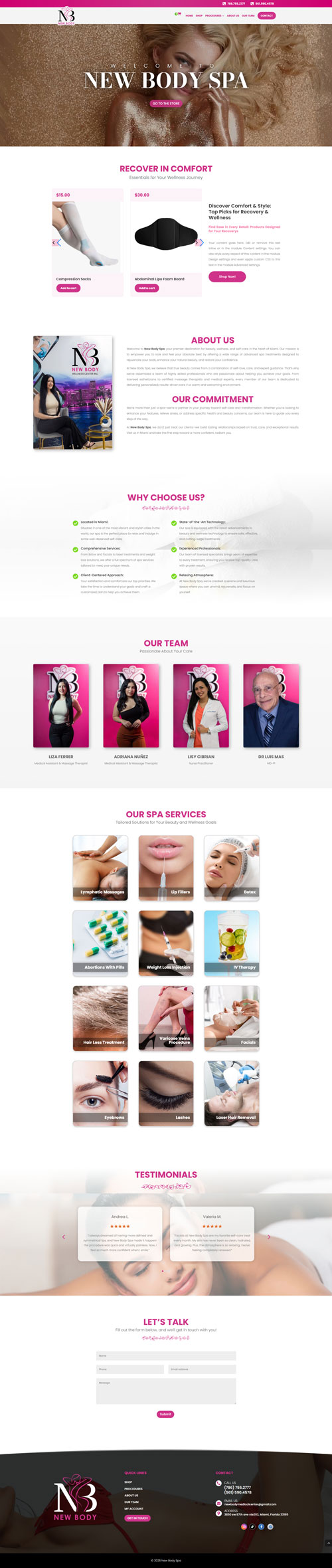 New Body Spa website by Zone Graphix