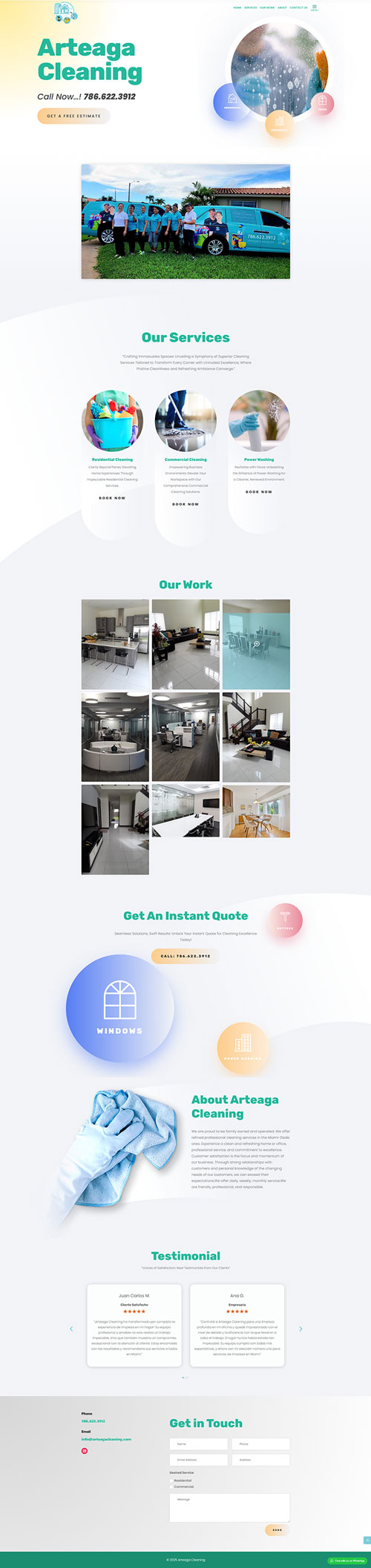 Arteagacleaning website by Zone Graphix