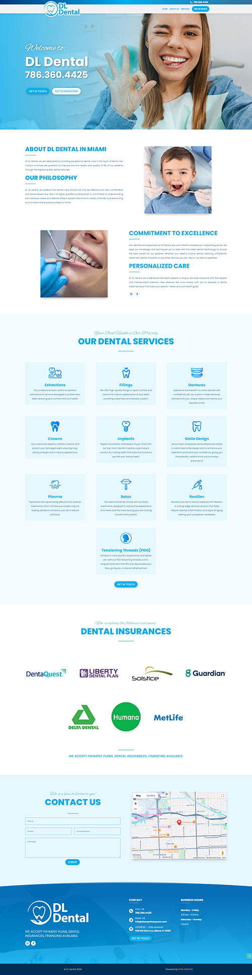 Dldentalmiami website by Zone Graphix