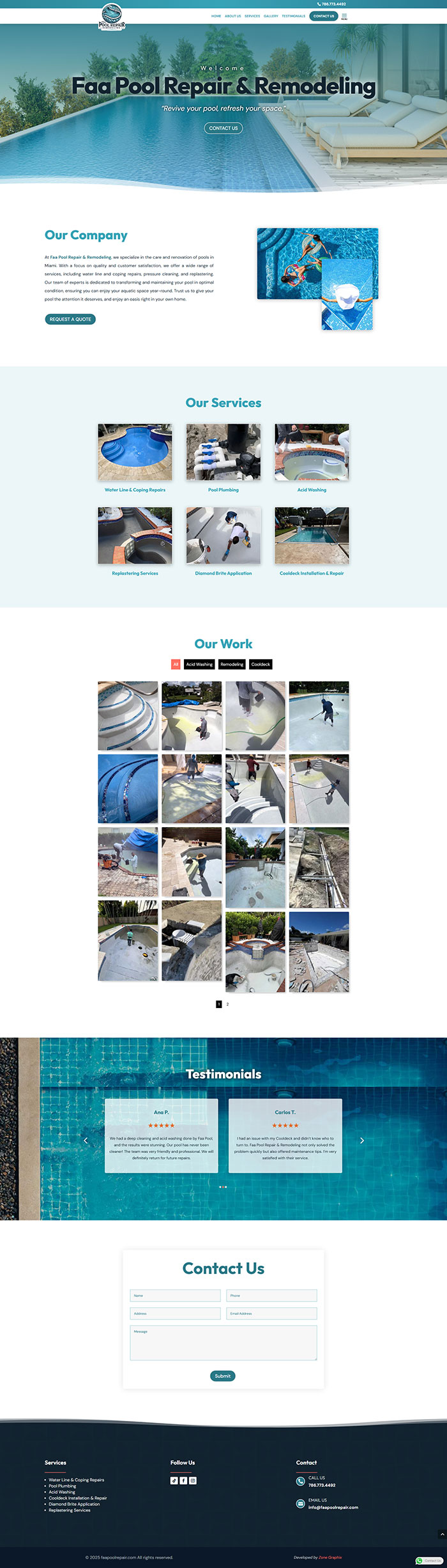 Faapoolrepair website by Zone Graphix