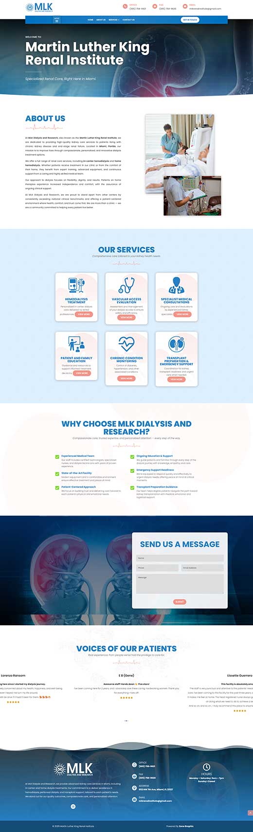 Mlkkidneyclinic website by Zone Graphix