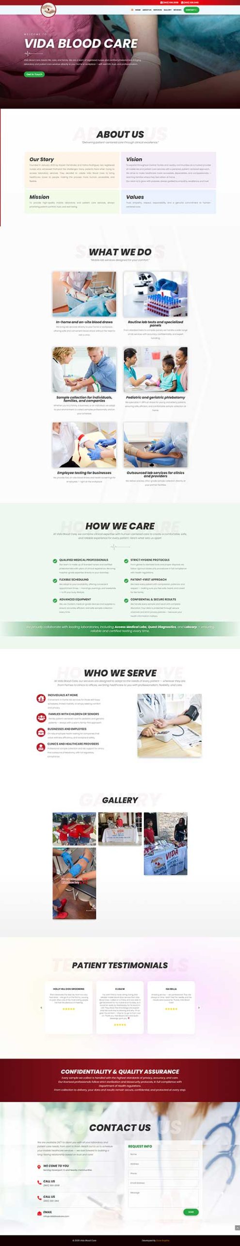 Vidabloodcare website by Zone Graphix